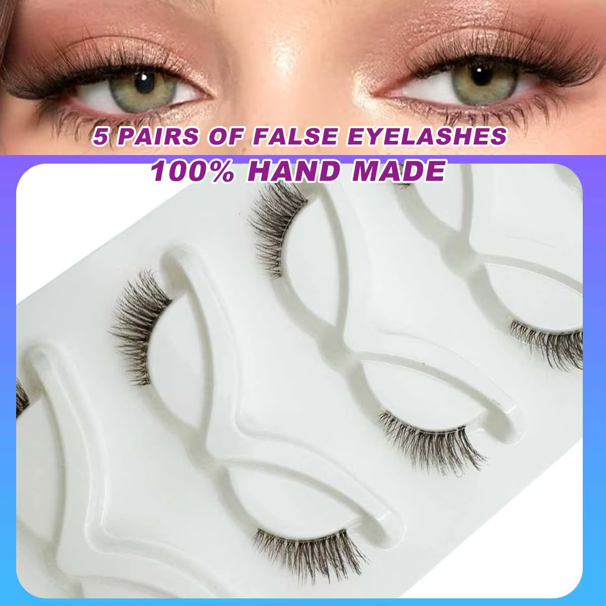 5 paires de demi-cils marron et noir