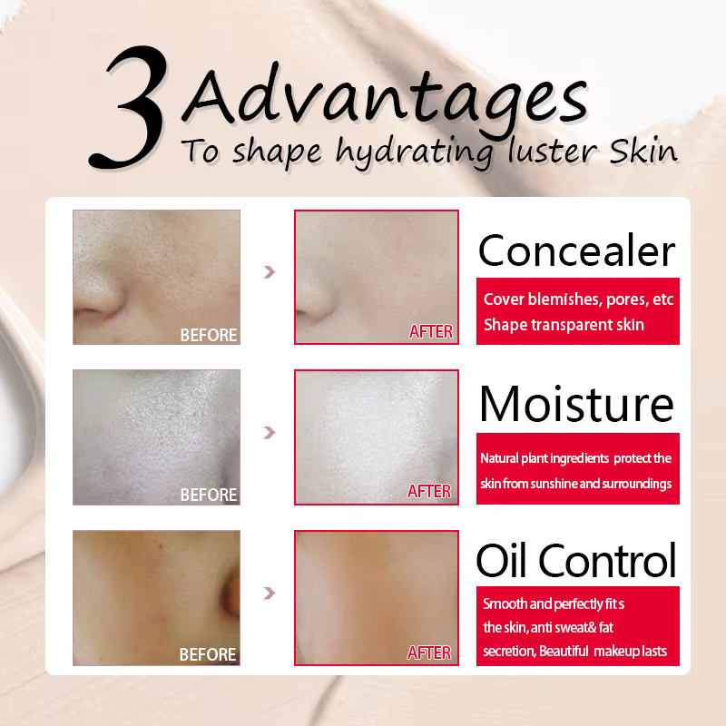 LAIKOU Base de maquillage visage fond de teint liquide BB crème correcteur hydratant contrôle de l'huile blanchissant