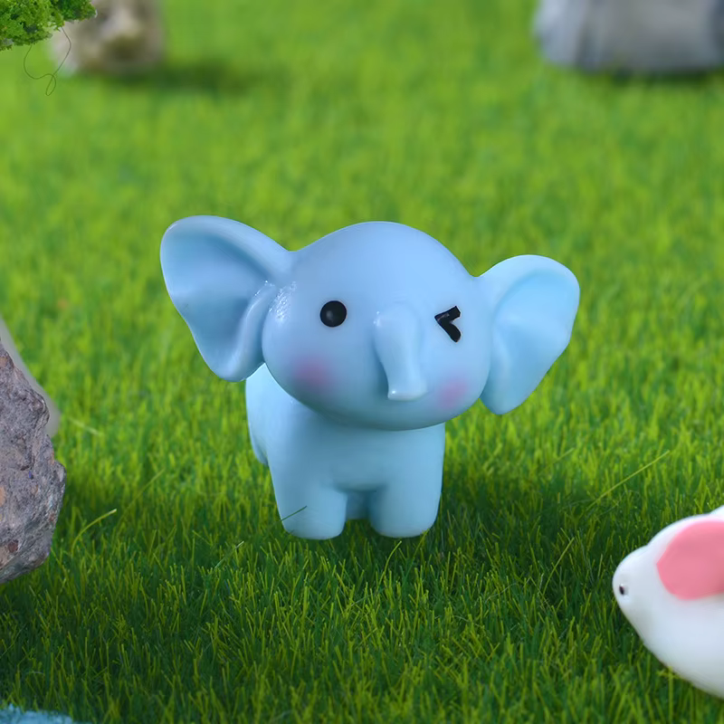 Dessin animé mignon éléphant bleu Micro paysage bureau ornements décoratifs Mini éléphant bricolage jardin maison décoration de bureau