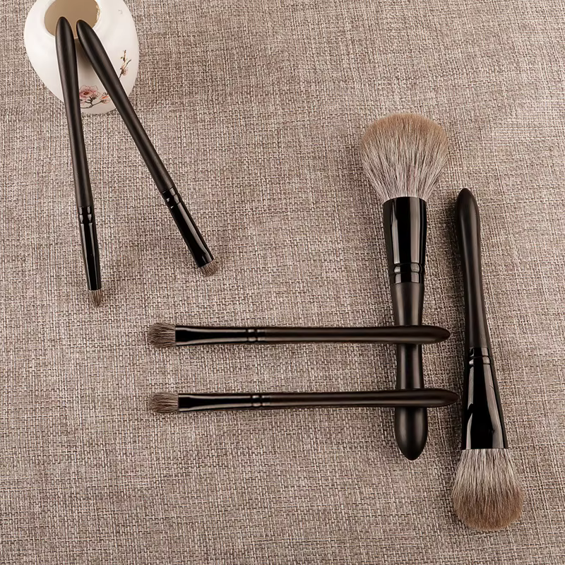 6 pièces/ensemble pinceaux de maquillage en cheveux de renard ensemble poudre fard à joues pli