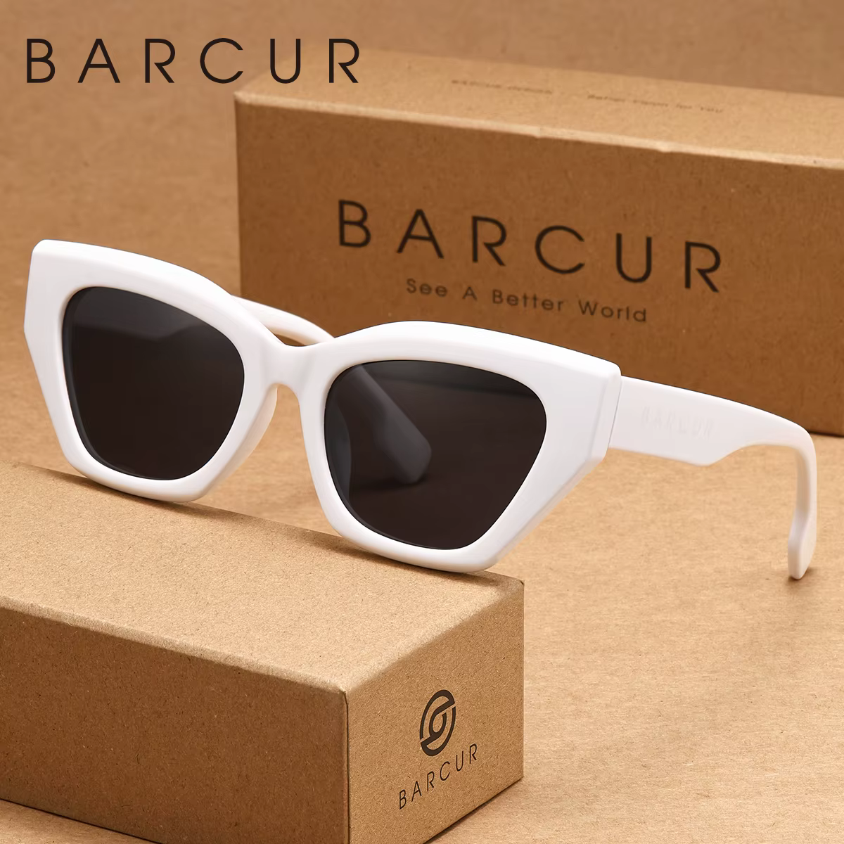 BARCUR Lunettes de soleil exquises à monture œil de chat pour la pêche, la conduite, la randonnée, la protection UV, réduisant l'éblouissement, un excellent cadeau