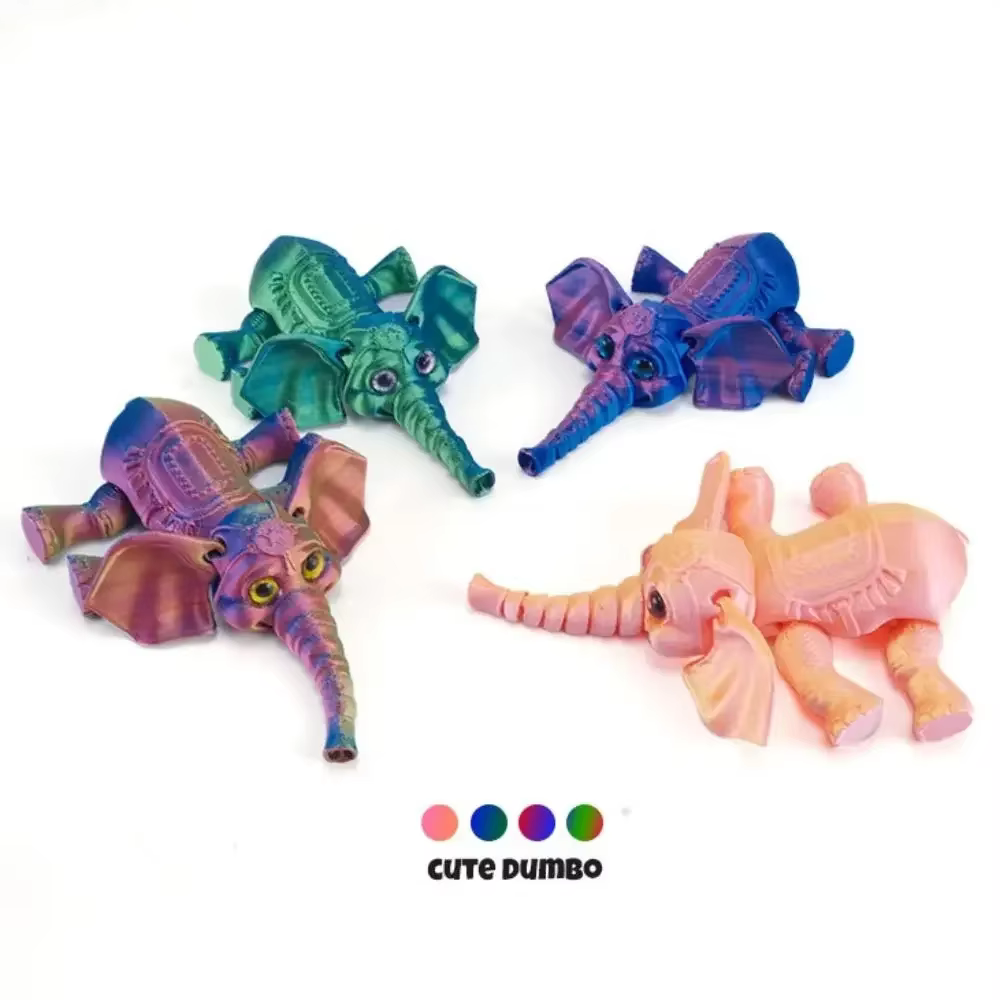 PLA – modèle d'éléphant imprimé en 3D, Figurine d'action d'éléphant mobile multi-articulée, Mini poupée éléphant de couleur unie, décoration de bureau