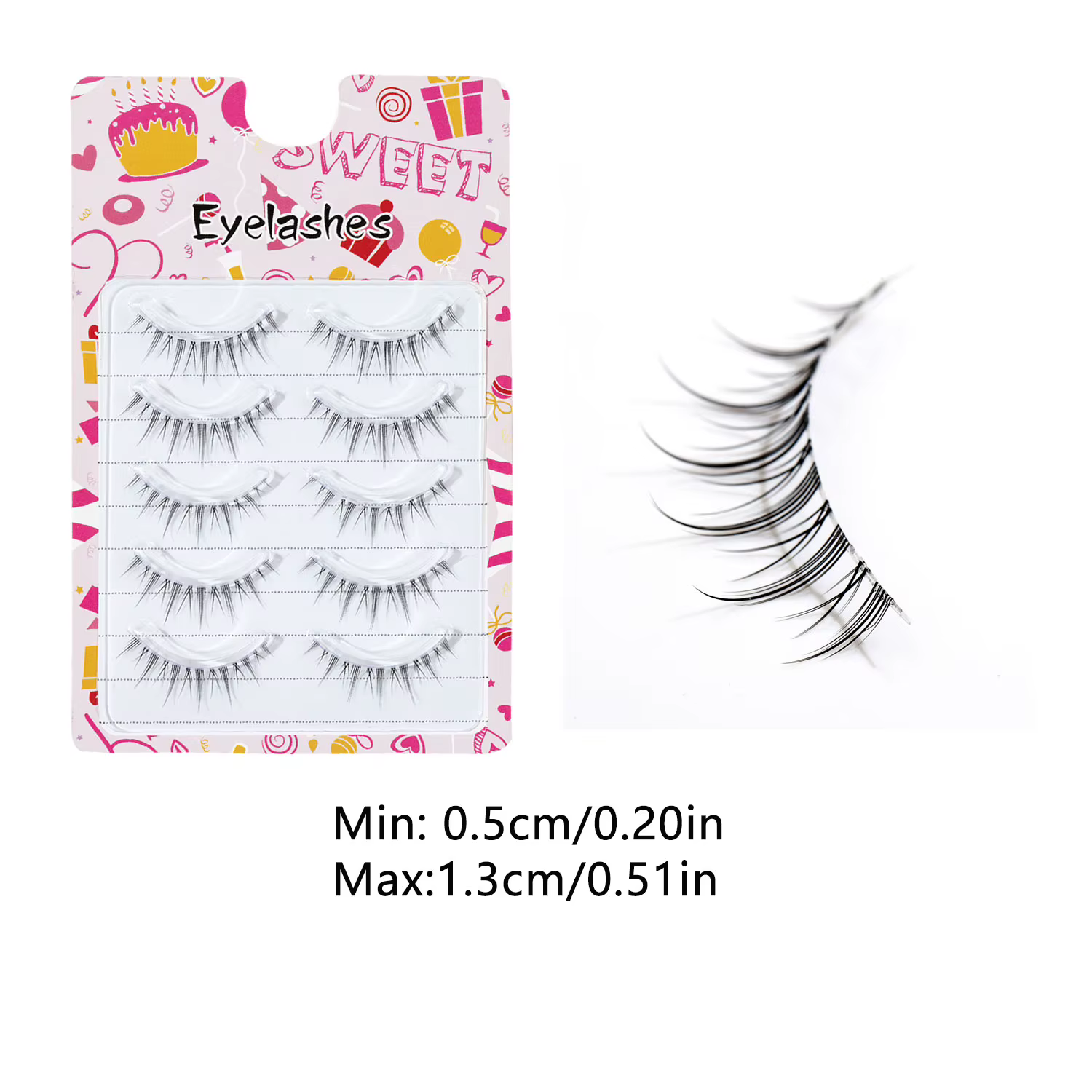 Yeux de bande dessinée 5 paires d'oeil élargi naturel mince petit démon Style Transparent Terrier faux cils