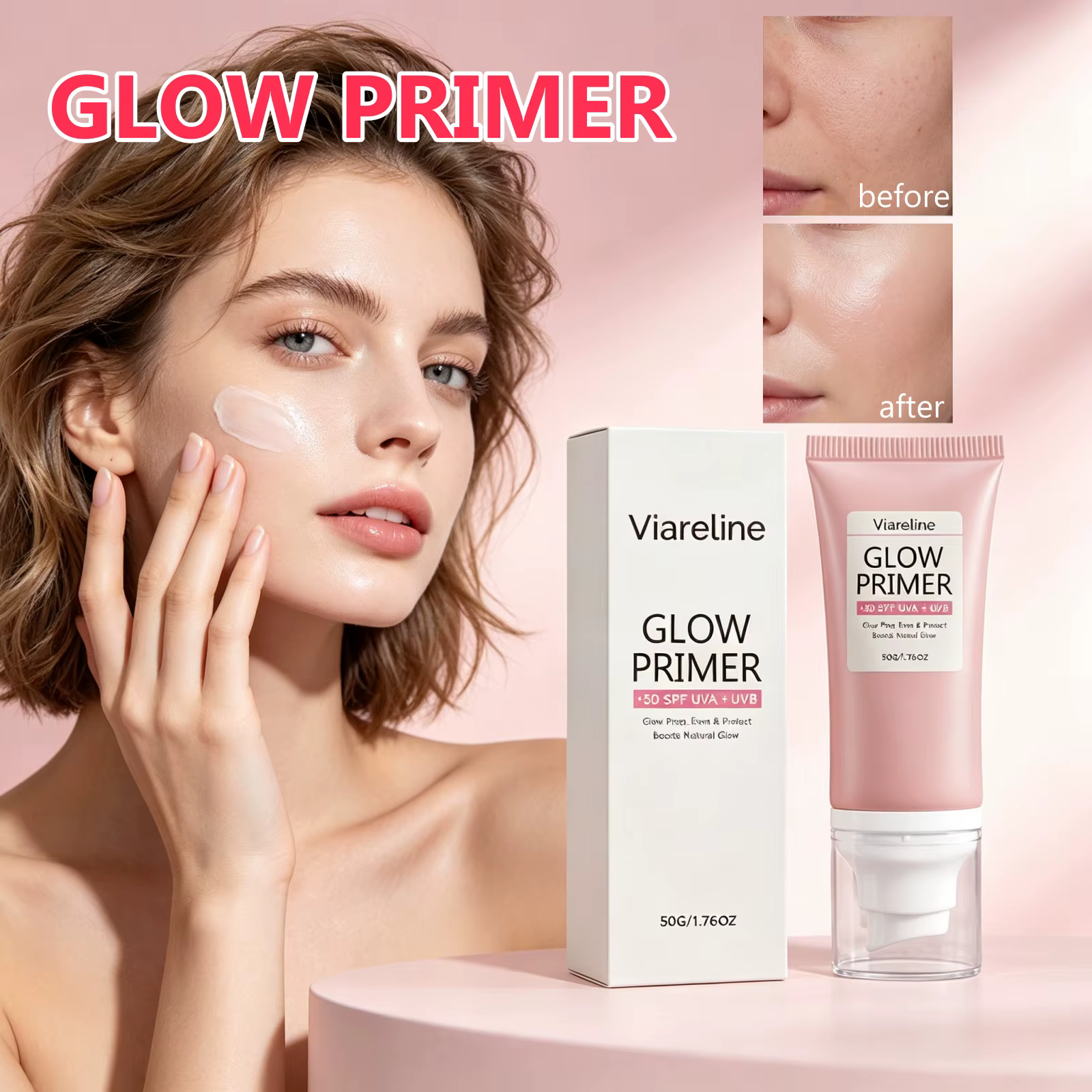 Base de maquillage hydratante illuminatrice 2-en-1 avec protection solaire