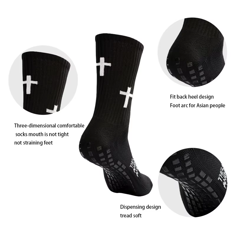Chaussettes de sport de football à séchage rapide, absorbant la transpiration, antidérapantes, mi-mollet, respirantes, avec fond en tissu éponge épais, pour l'équitation, le tennis et l'entraînement