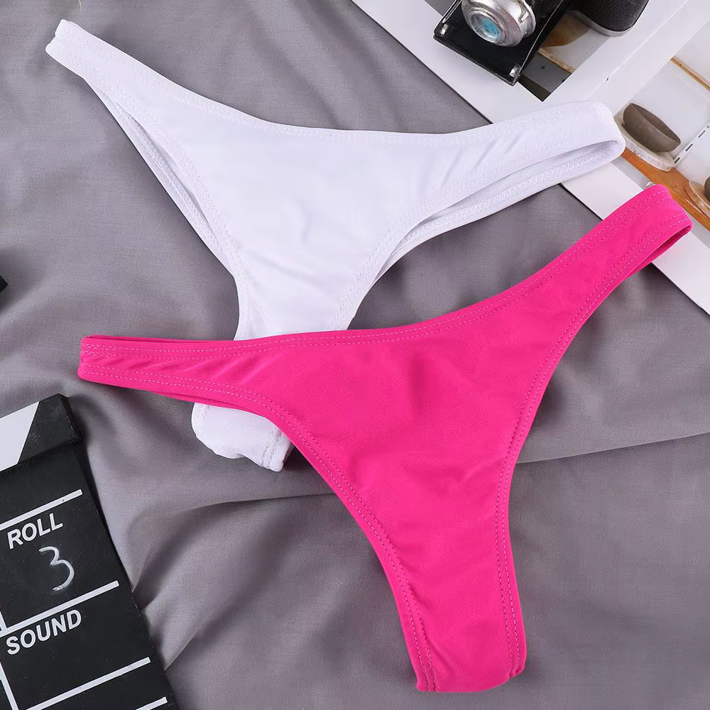 Maillots de bain femmes slips bas de Bikini cravates latérales string brésilien maillot de bain coupe classique bas Biquini nager court dames maillot de bain