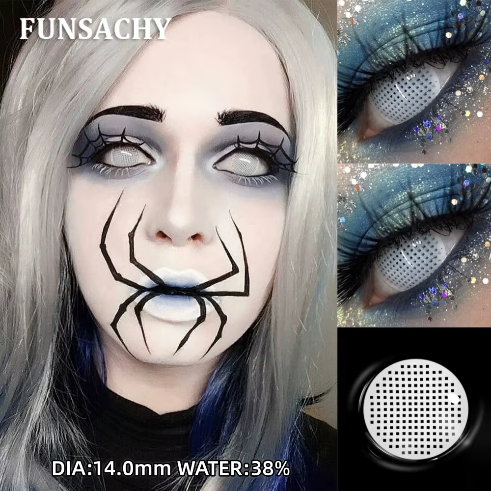 FUNSACHY Cosplay lentilles de Contact blanches pour les yeux lentille de jeu de rôle Anime Halloween