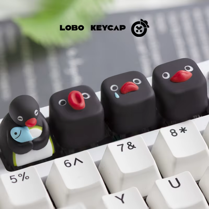 Série Pingu amusante, Expressions multiples, clavier mécanique de Style pingouin mignon, remplacement du capuchons de touches, matériau en résine, cadeaux de périphérie Esc