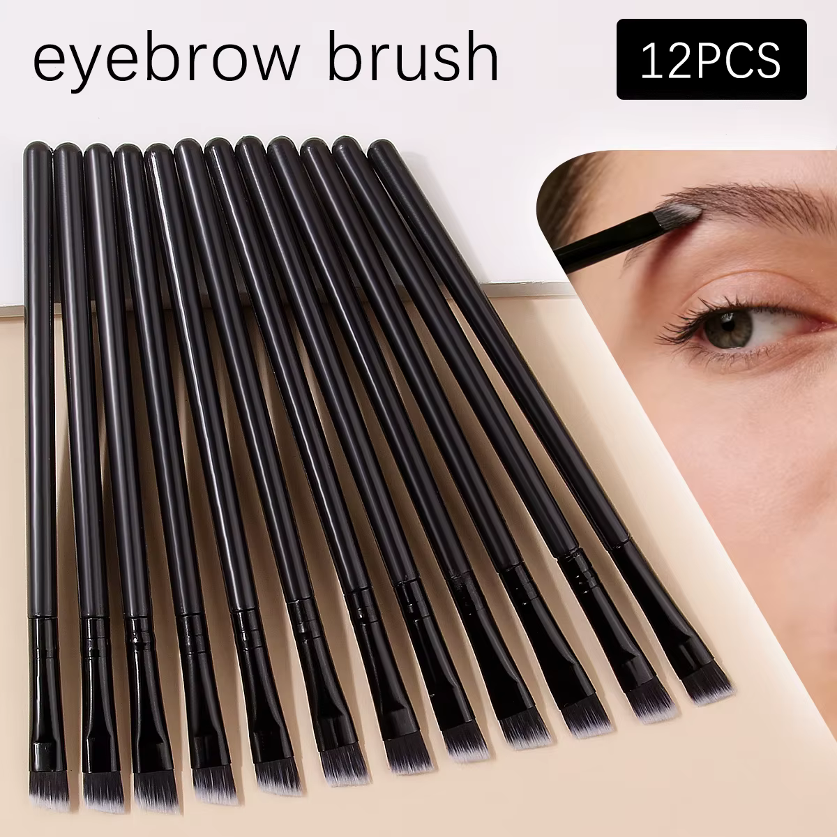 Lot de 12 pinceaux à sourcils souples angulaires