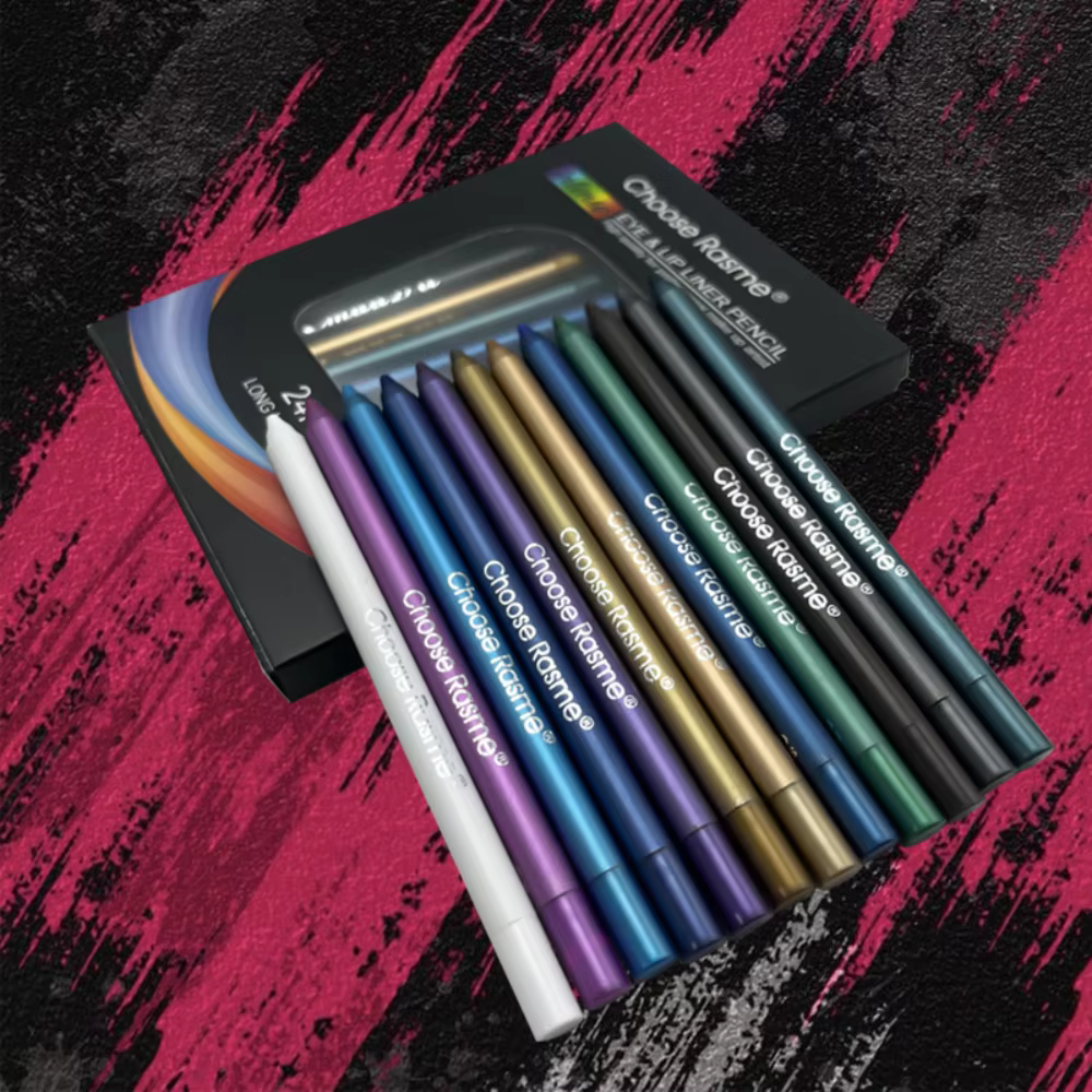 Ensemble de 12 stylos Eyeliner imperméables avec effets scintillants