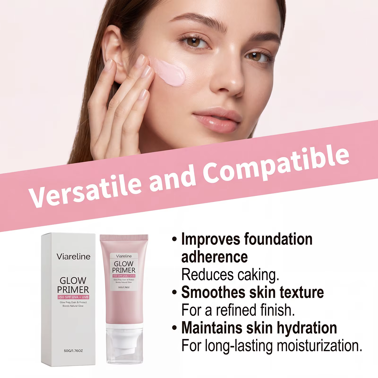 Base de maquillage hydratante illuminatrice 2-en-1 avec protection solaire