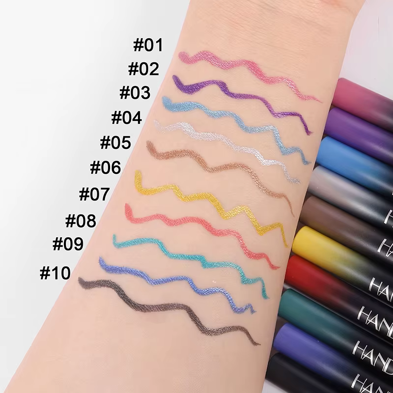 Crayon Eyeliner Liquide Métallique Blanc Violet Ultra-fin Rose Stylo pour les Yeux Séchage Rapide Paillettes Nacrées
