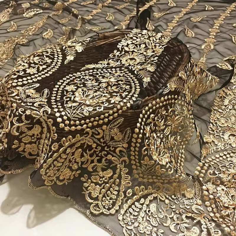 Maille fil d'or brodé chiffré haut de gamme personnalisé dentelle tissu jupe vêtements robe accessoires