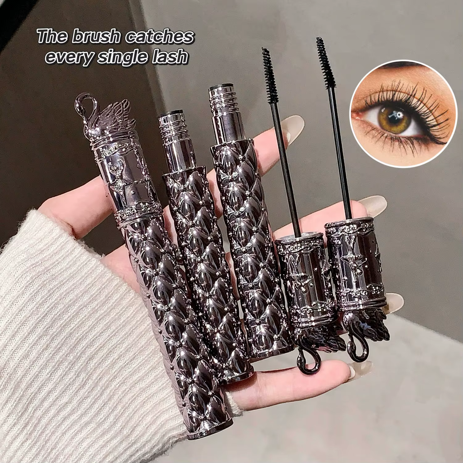 SHAQINUO Mascara 4D Imperméable Anti-bavures Épaississant Allongeant Fixateur de Courbure Volumisant Effet Cils Naturels Cosmétiques pour les Yeux