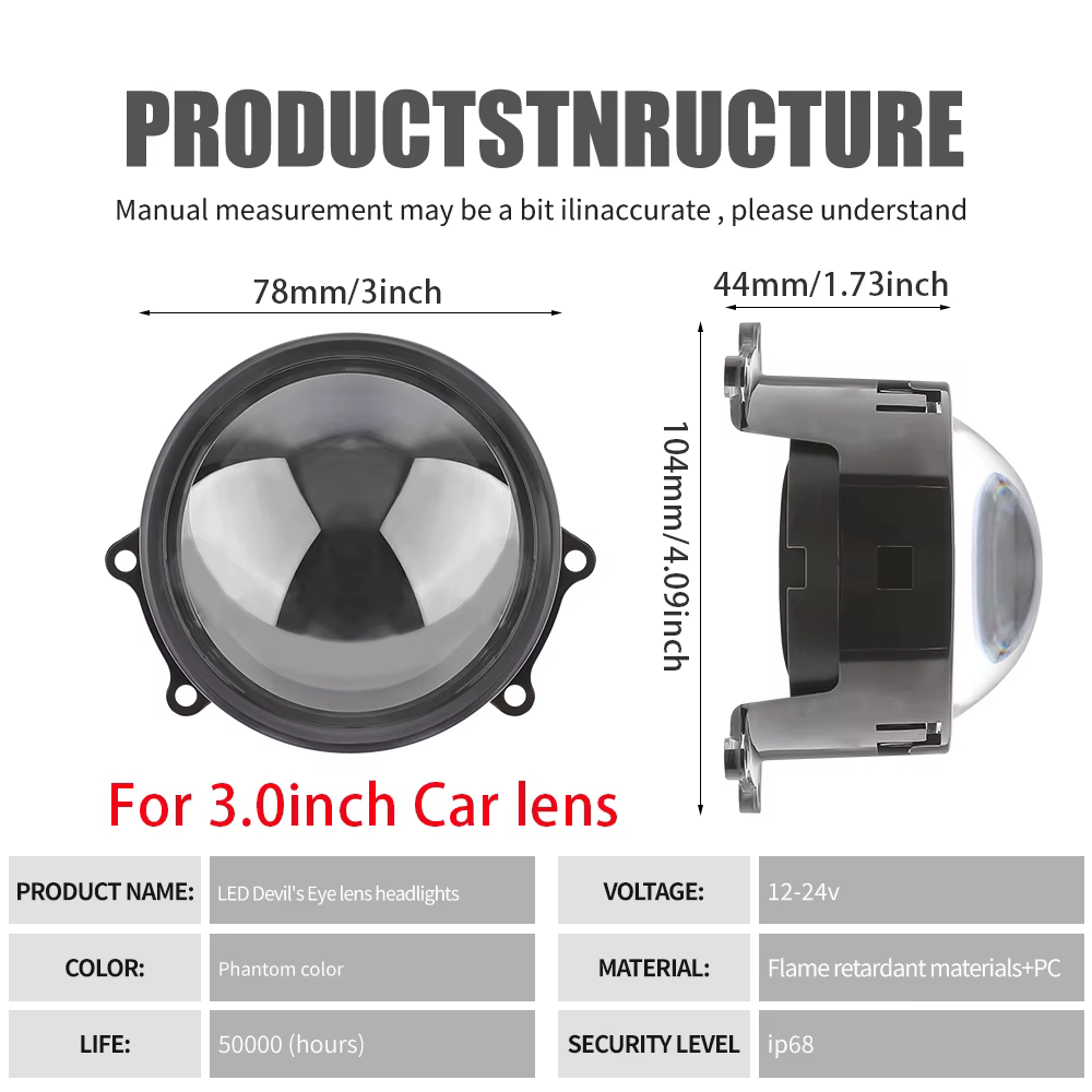 Yeux de démon dynamiques pour projecteurs de phares, lentilles de 3 pouces, yeux de démon pour feux antibrouillard, 33 motifs DRL pour accessoires de moto, SUV et voiture