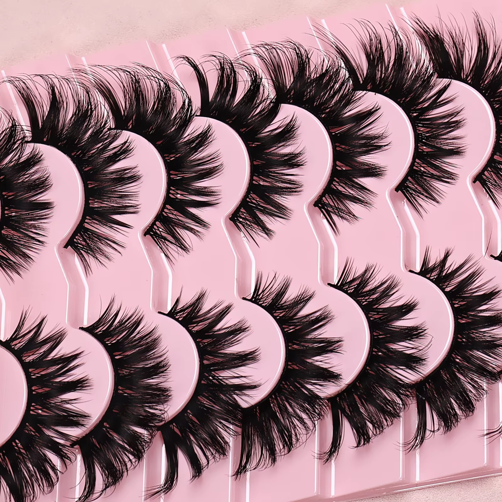7 paires de faux cils œil de chat dramatiques-cils d'aspect naturel allongé