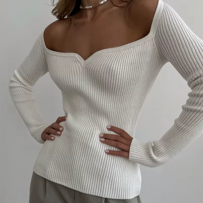 Pull tricoté pour femmes, nouvelle chemise et haut à bascule de couleur unie, automne et hiver 2025