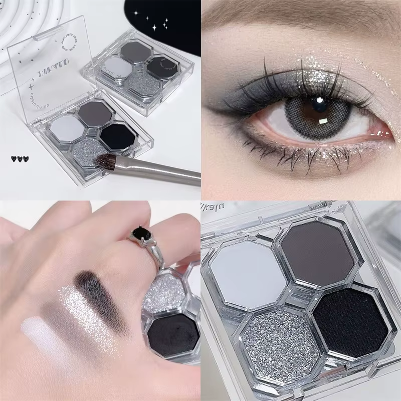 Palette de fards à paupières 4 couleurs Black Light Star pour maquillage smoky