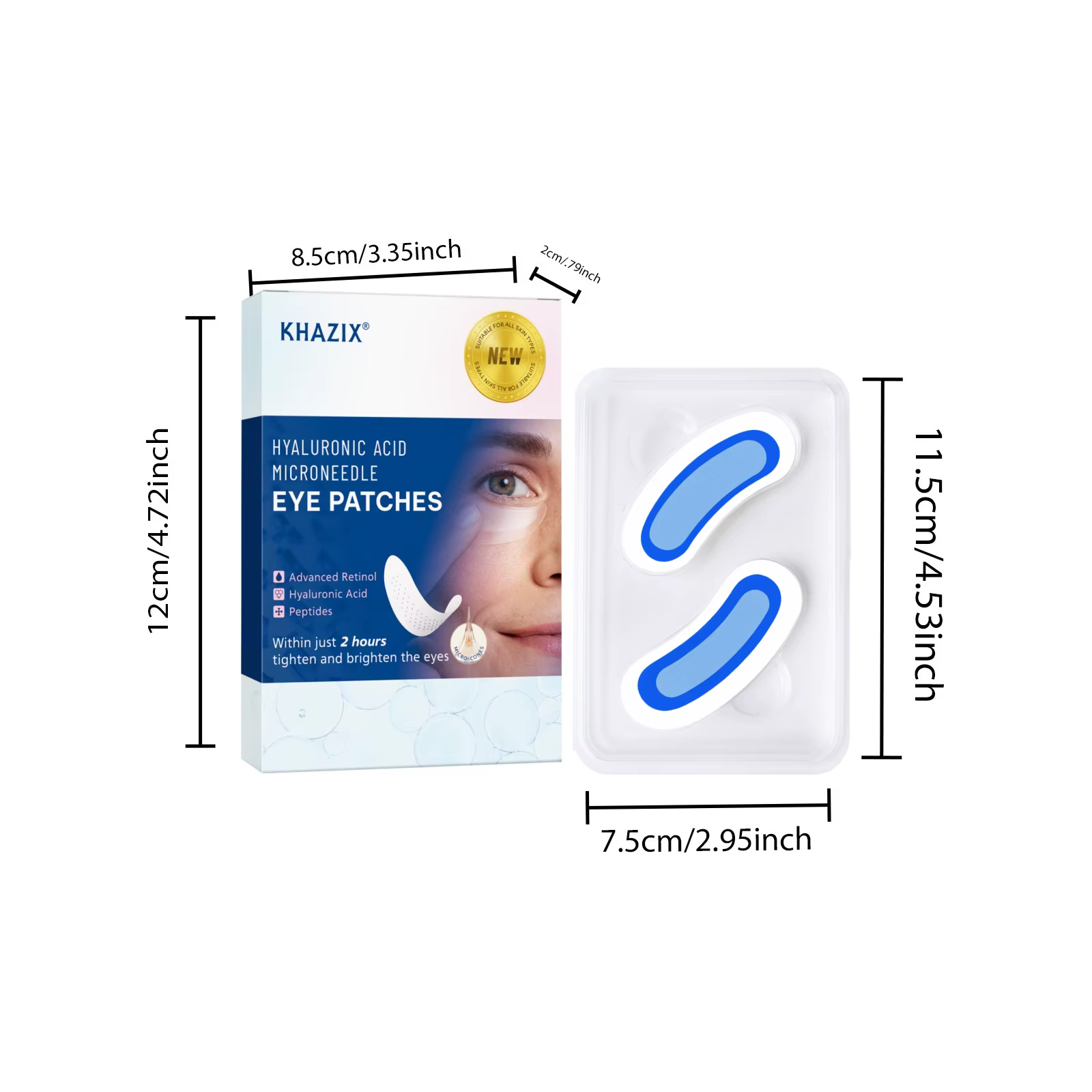 Patchs pour les yeux à micro-aiguilles au rétinol avec acide hyaluronique et peptides raffermissants