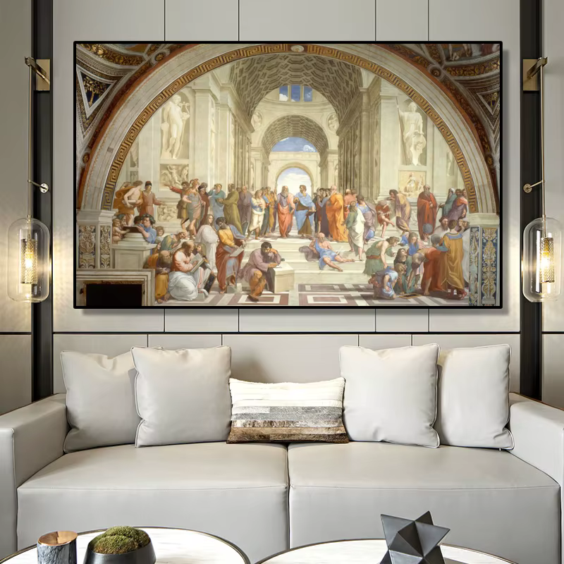 Célèbre école d'art de peinture d'athènes de Raphael, affiches et imprimés sur toile, images d'art murales