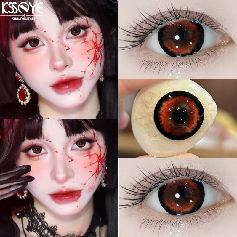 KSSEYE 1 paire de lentilles de Contact de couleur avec dioptrie myopie yeux Cosplay jaune vert et rouge