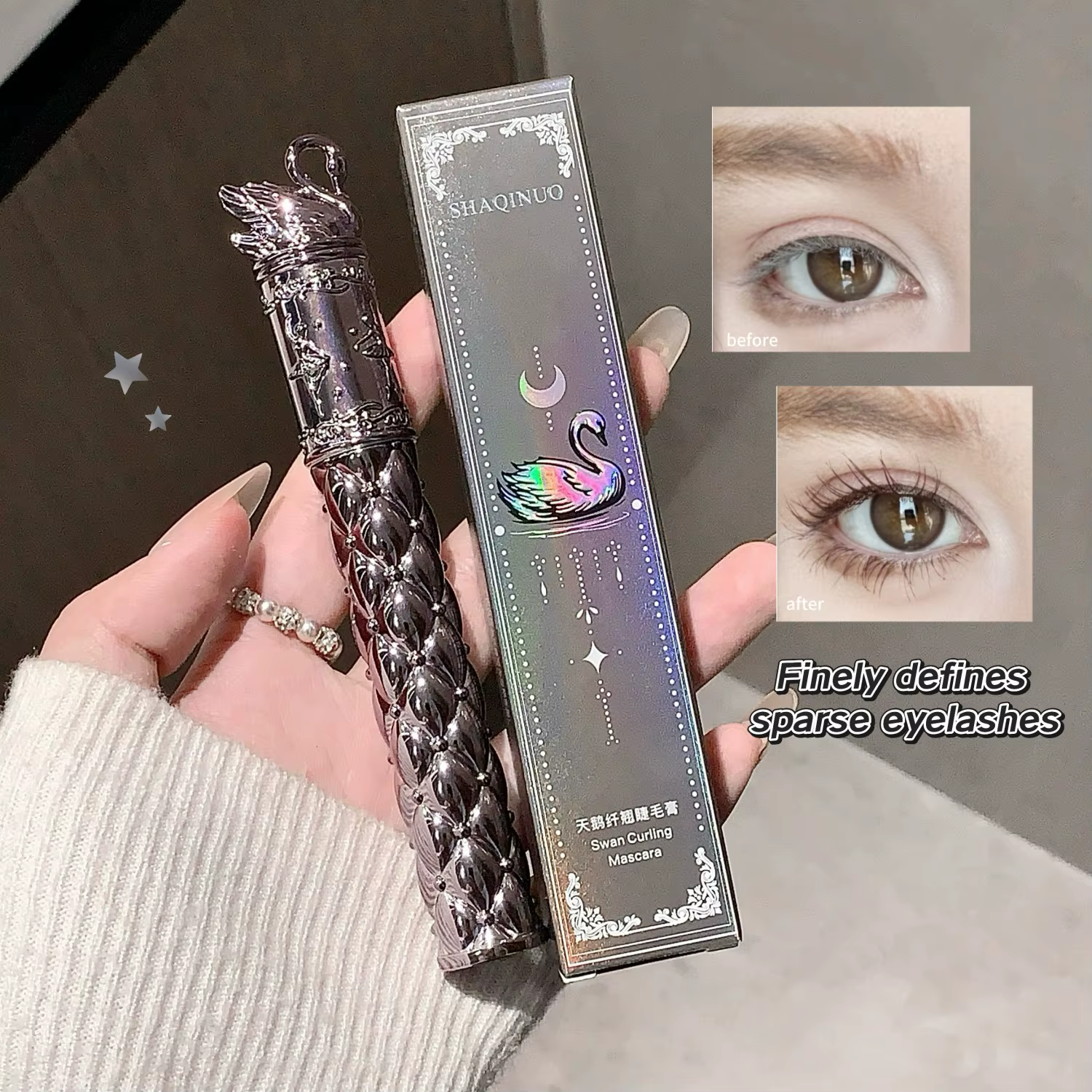 SHAQINUO Mascara 4D Imperméable Anti-bavures Épaississant Allongeant Fixateur de Courbure Volumisant Effet Cils Naturels Cosmétiques pour les Yeux