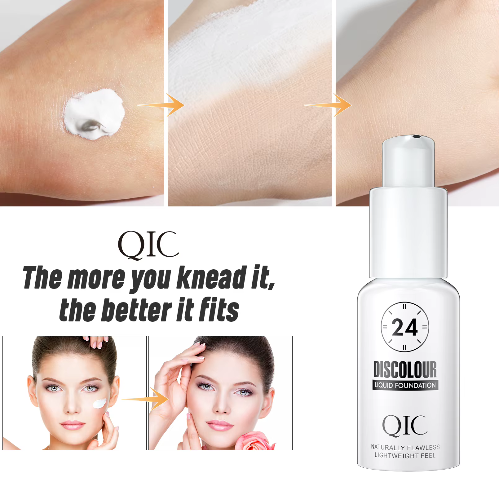 QIC 30ML fond de teint couleur changeante Base de maquillage visage nu couverture complète correcteur mat