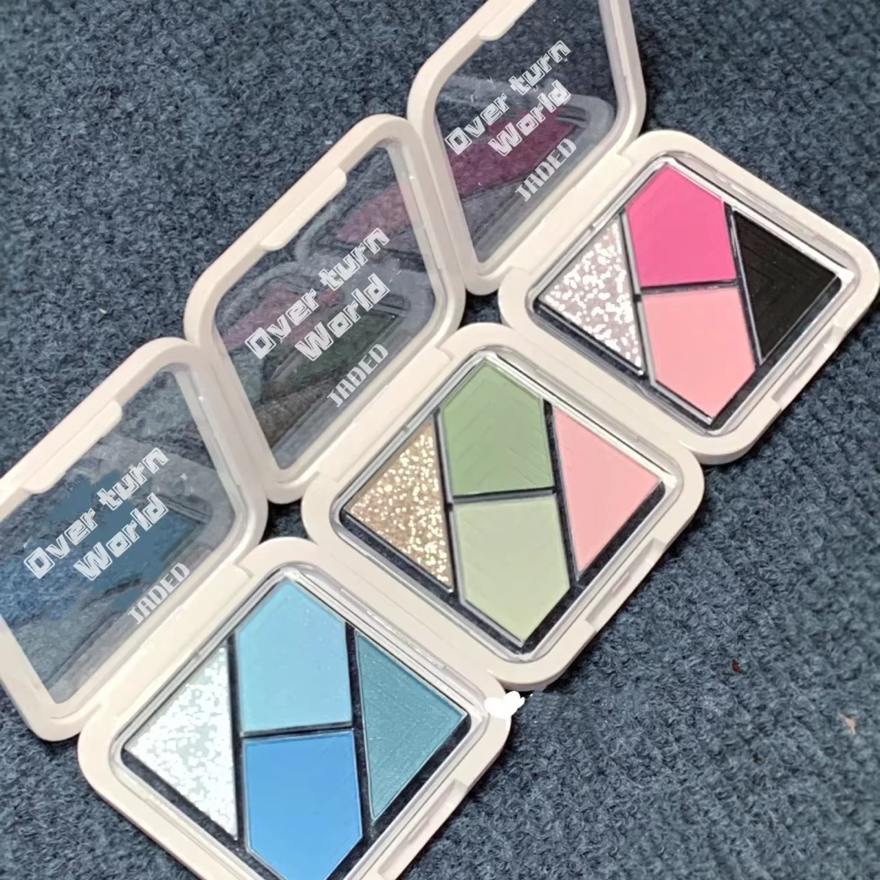 4 couleurs Palette d'ombres à paupières mat paillettes vert fard