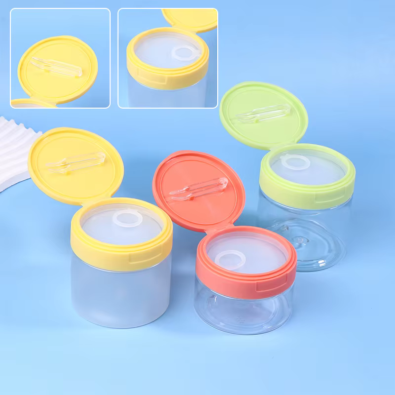 ♡ Pot de 200-350 ml pour démaquillant avec pince à épiler, pots ronds transparents, bouteille vide à large ouverture, flacon à rabat pour rangement de lotion