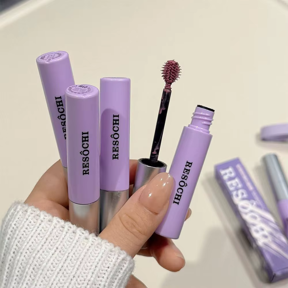 Mascara Sourcils Waterproof Longue Durée 4 Couleurs Violet-Brun