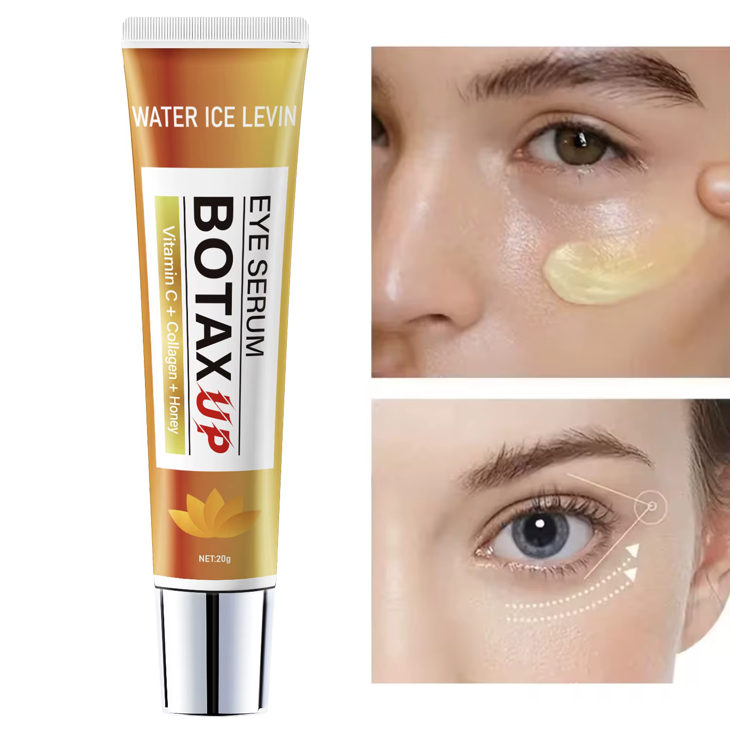 Crème raffermissante pour les yeux Botax Xp Vitamine C Collagène Miel. Texture légère et fondante. Lisse