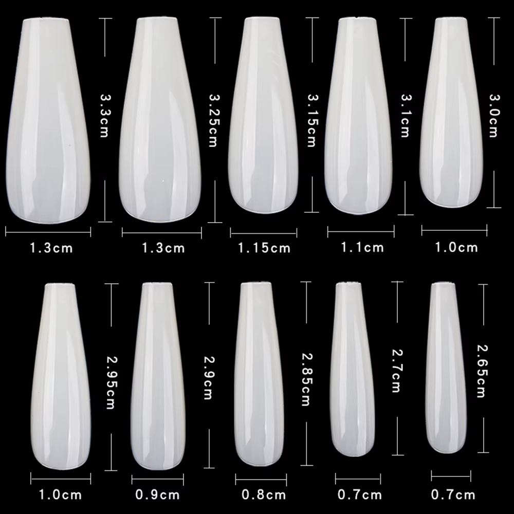 600 pièce/sac longue ballerine cercueil faux ongles conseils clair/couleur naturelle couverture complète faux ongles manucure acrylique presse outils d'art des ongles