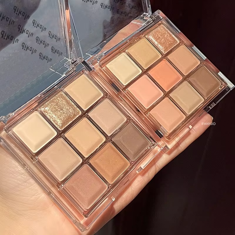 9 couleurs fumé noir rose fard à paupières Palette de maquillage mat chocolat brun ombre