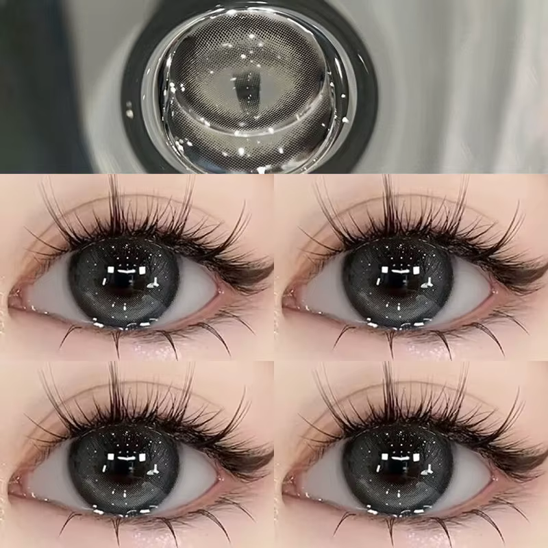 YIMEIXI 2 pièces lentilles de Contact de couleur noir de grand diamètre pour les yeux beauté élève lentille de maquillage annuel naturel avec dioptrie de myopie nouveau