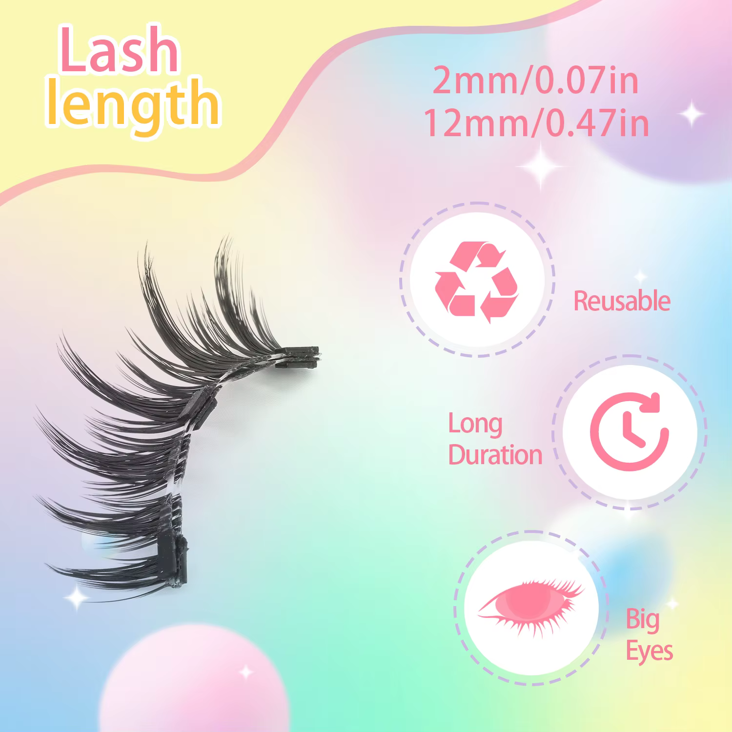1 paire de faux cils magnétiques de style anime