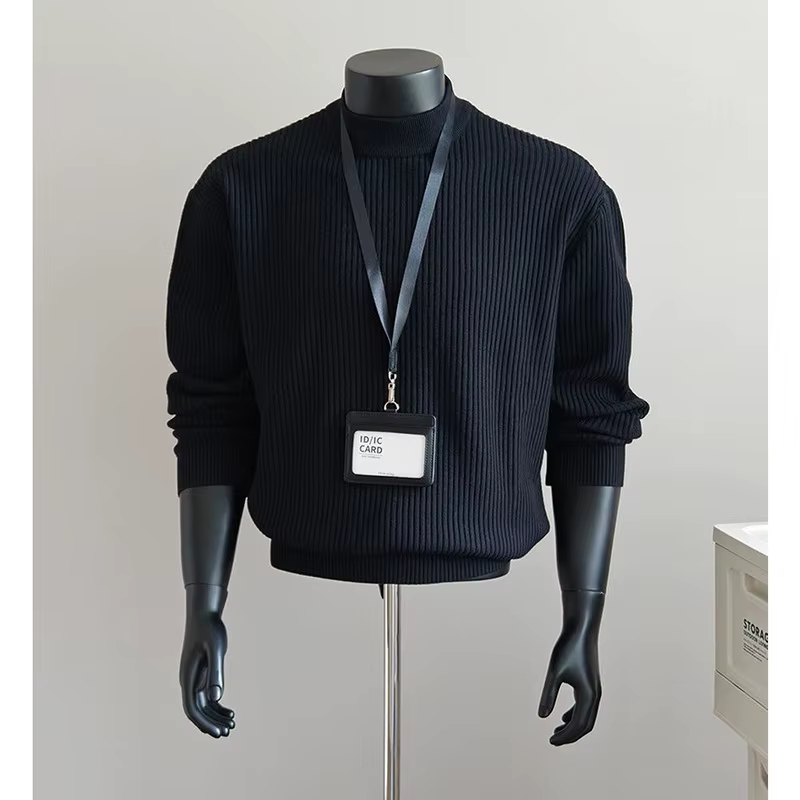 Pull tricoté haut de gamme pour homme, style décontracté américain, à rayures, col semi-montant, collection Printemps-Automne 2026