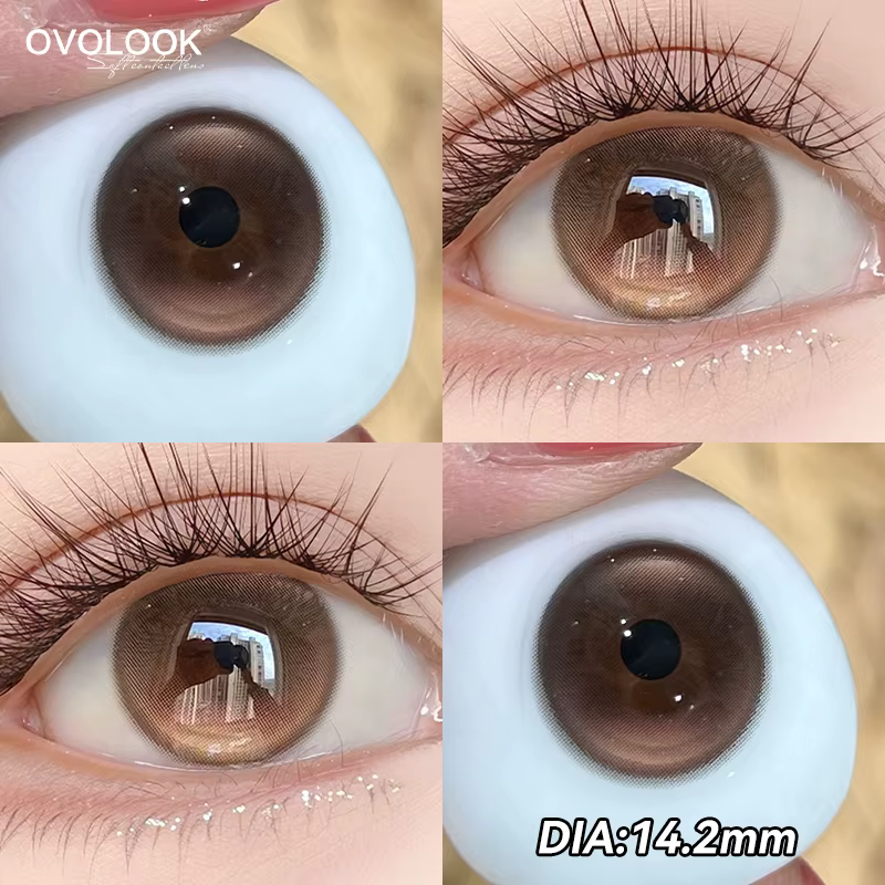 1Pair lentilles de couleur réelle myopie rose bleu