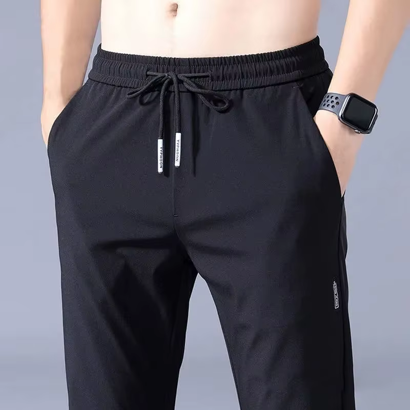 Pantalons pour hommes 2025 été nouveau noir gris mince affaires pantalons décontractés en plein air élastique respirant jambe droite pantalons de survêtement