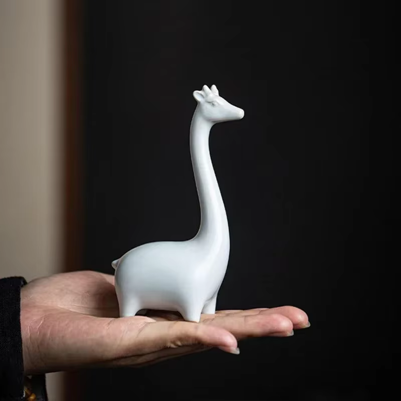 Mini Figurine d'éléphant et de girafe en céramique, Sculpture d'animal de bureau, ornements décoratifs modernes et minimalistes pour la décoration de la maison et du bureau