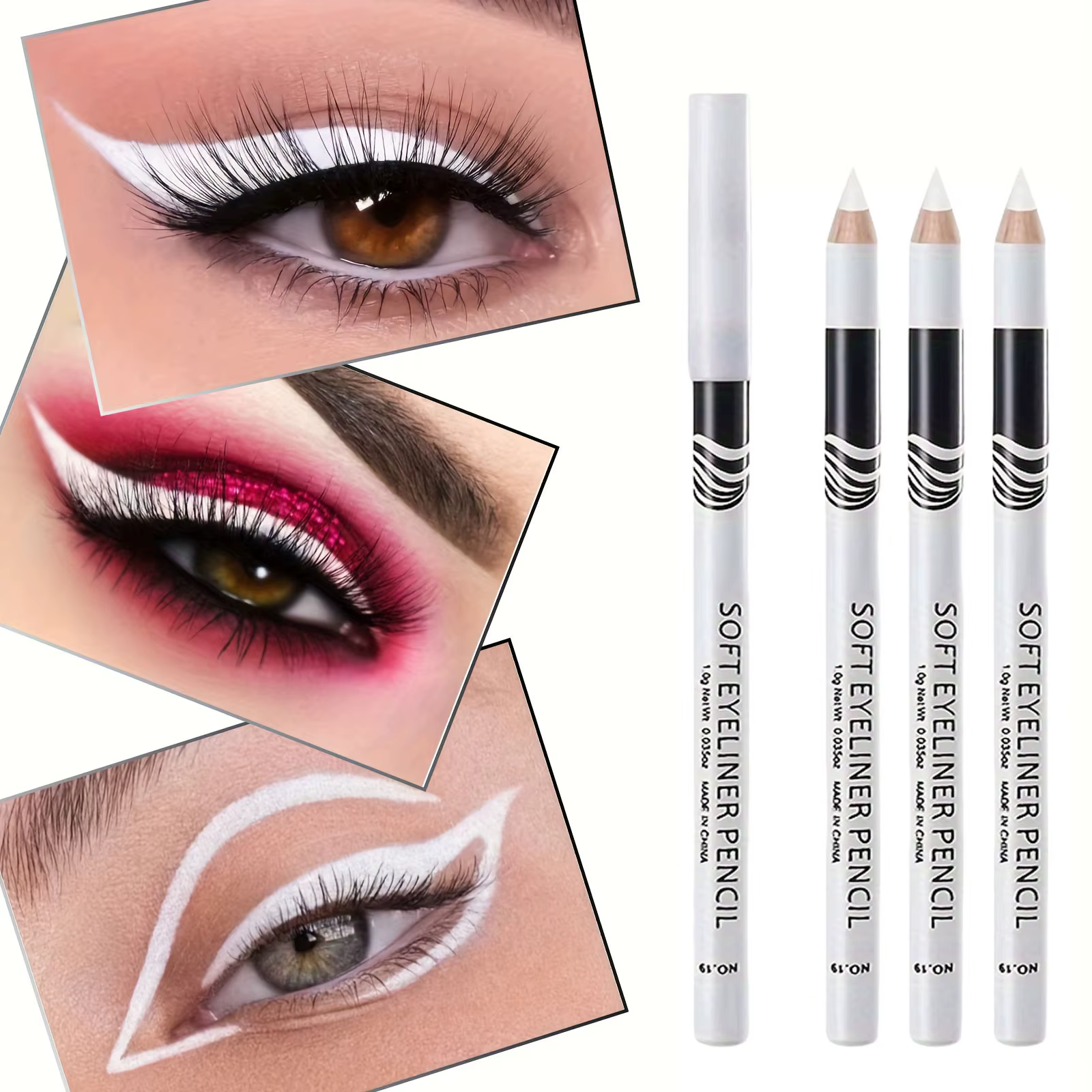 Stylo Eyeliner intérieur blanc avec tige en bois
