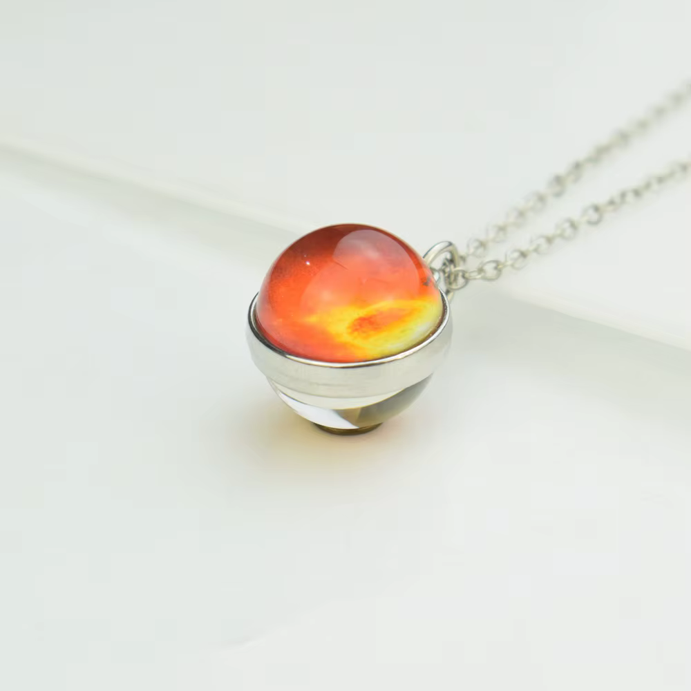 Système solaire huit planètes colliers planète galaxie Double face boule de verre pendentif collier pour femmes hommes astronomie bijoux cadeau