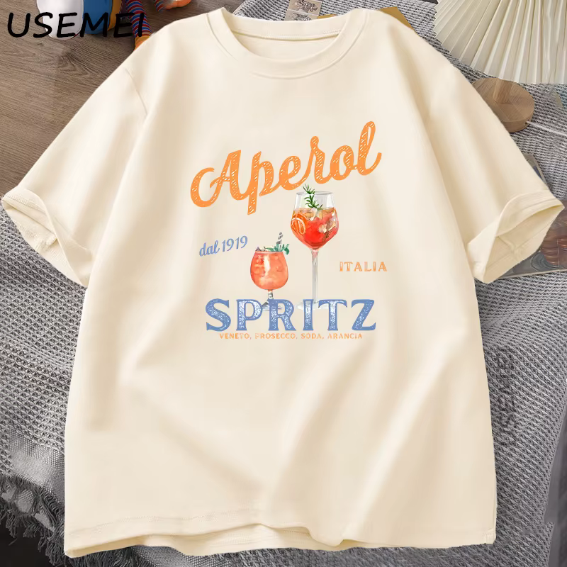 Aperol Spritz T-shirt Aperol Graphique Style Italien T-shirt Italie Été Graphique Tee Respirant Décontracté Confortable Haut Imprimé