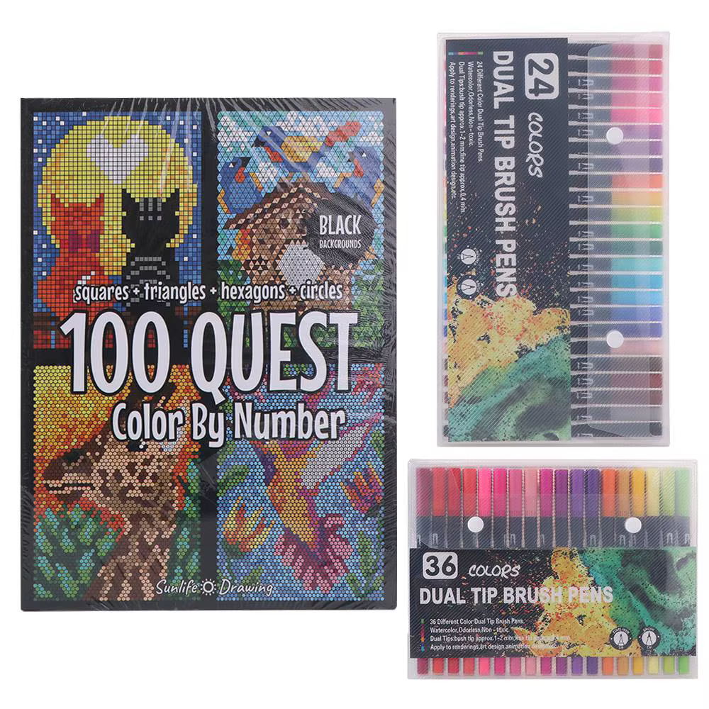 Livre de coloriage et d'activités créatives pour enfants : Peinture par numéros éducative, DIY, double face, crayons aquarelle