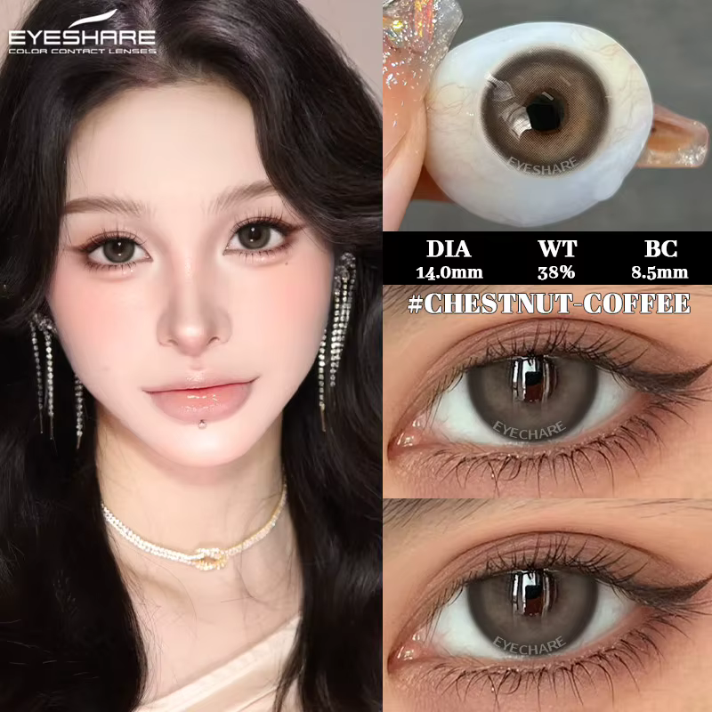 EYESHARE Lentilles de contact colorées tendance 1 paire noires pour grands yeux
