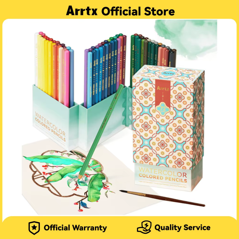 Arrtx 72 couleurs ensemble de crayons de couleur solubles dans l'eau avec brosse en Nylon crayon aquarelle fournitures d'art pour dessin croquis coloriage