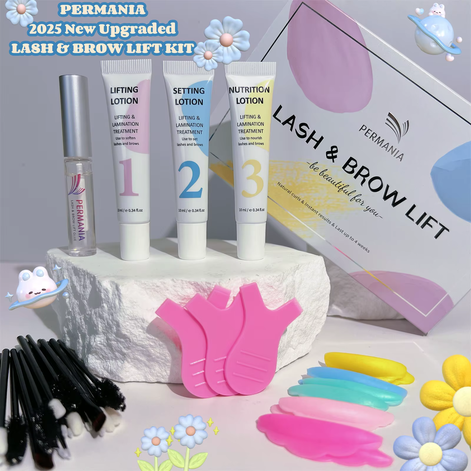 PERMANIA nouveau Kit de levage de cils Kit de stratification des sourcils facile à appliquer