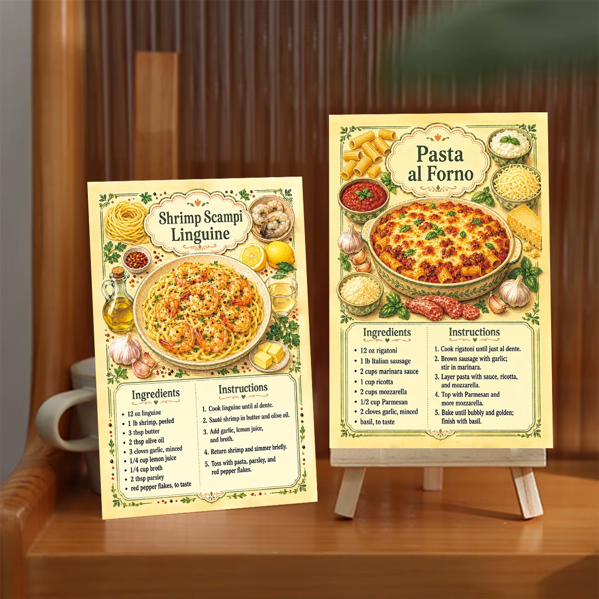 20 cartes postales vintage avec recettes de pâtes italiennes, cartes décoratives pour tableau d'affichage mural de cuisine, cadeaux culinaires pour chefs à domicile et amateurs de pâtes