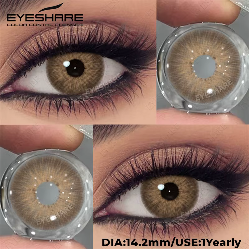 EYESHARE 2 pièces Grya yeux bruns lentilles de Contact couleur naturel confortable bleu