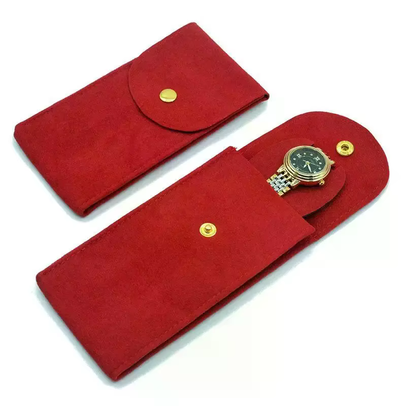 Sac de rangement pour montres en velours, doublure douce anti-rayures, fermeture à pression pour une protection quotidienne en voyage