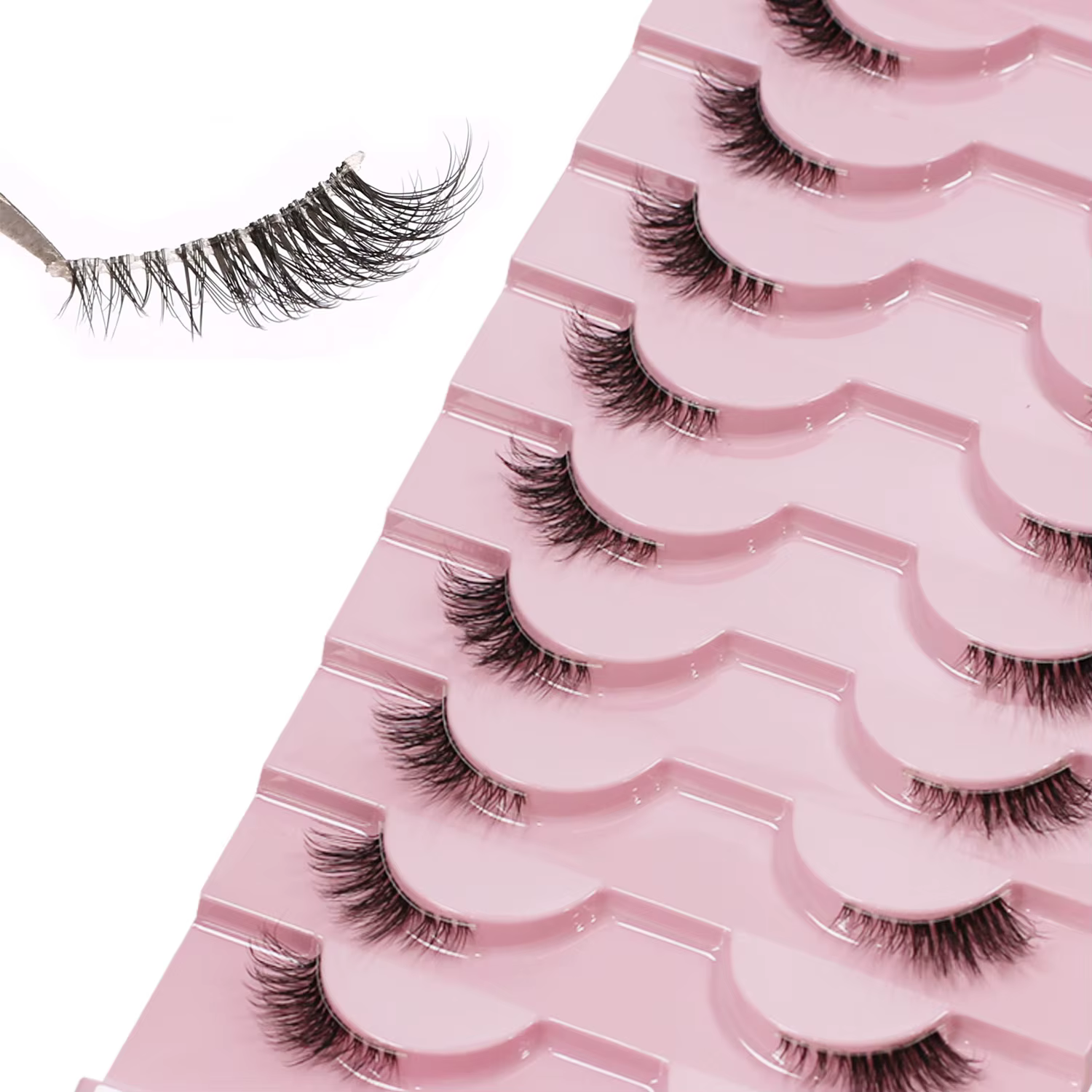 Demi-cils, aspect naturel 10 paires de cils de chat épais 10mm